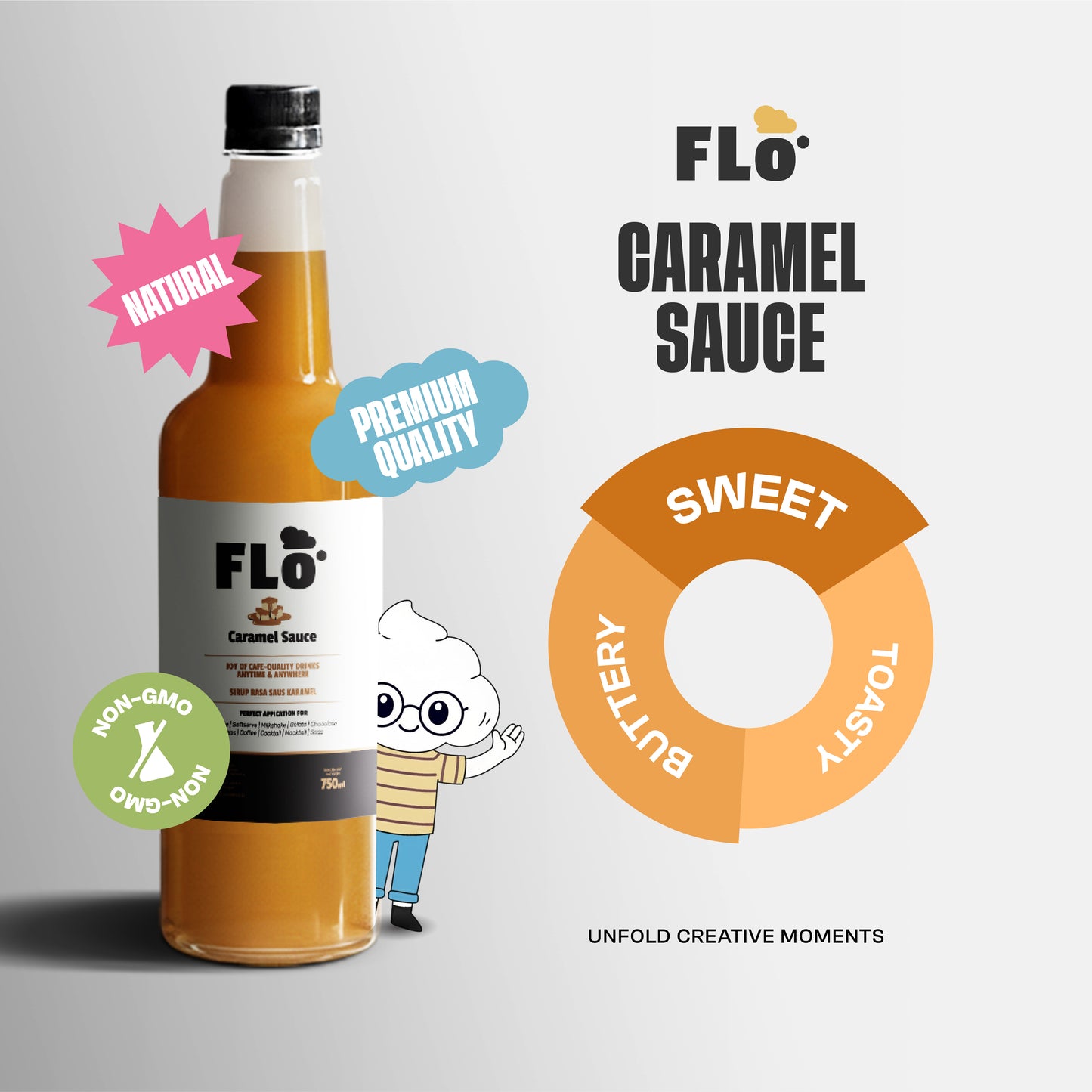 FLO Caramel Sauce 750ml – Rich, Buttery, Irresistibly Smooth