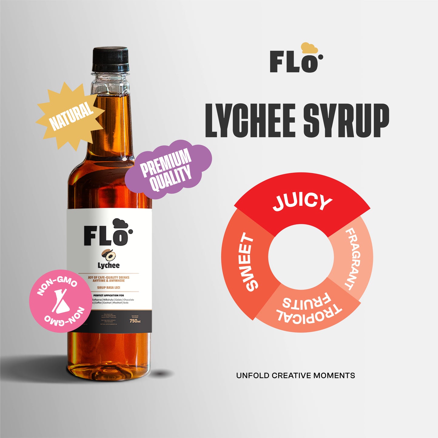 FLO Lychee Syrup 750ml – Sweet, Juicy & Wonderfully Fragrant