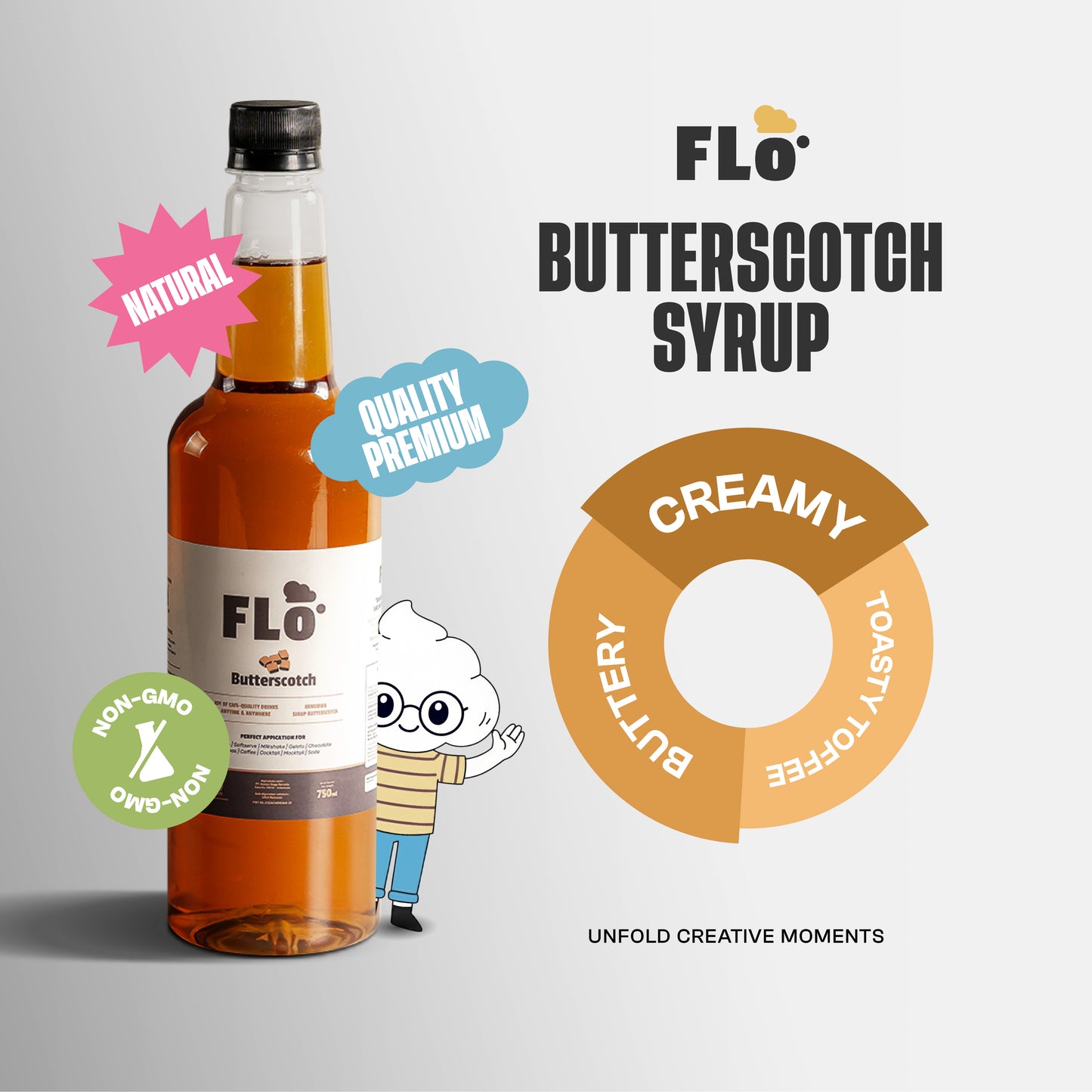 FLO Butterscotch Syrup 750ml – Sweet & Creamy Caramel Toffee