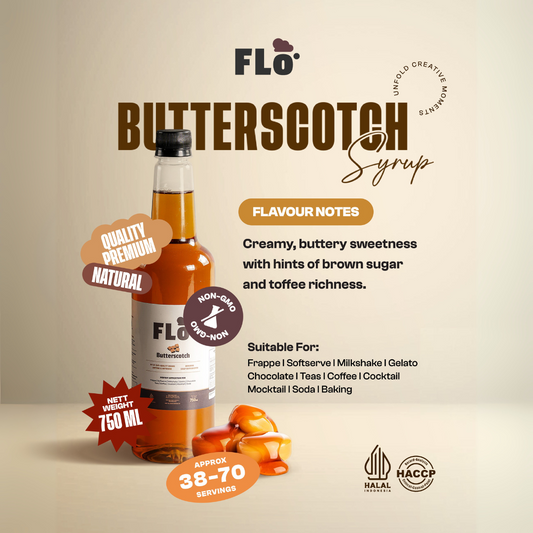 FLO Butterscotch Syrup 750ml – Sweet & Creamy Caramel Toffee