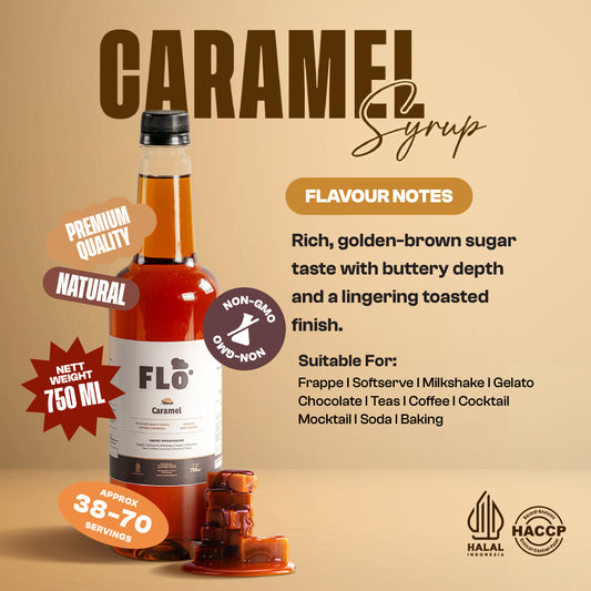 FLO Caramel Syrup 750ml – Rich & Buttery Caramel Flavor