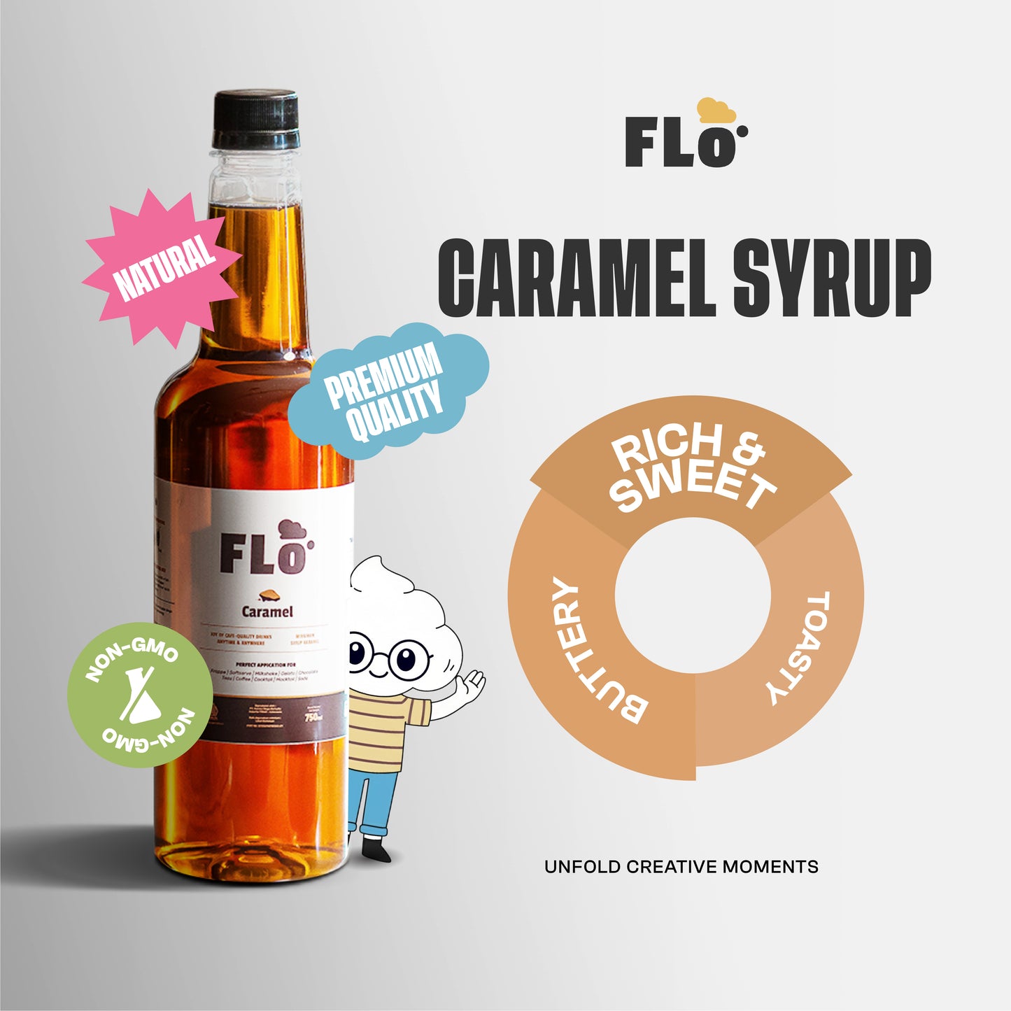FLO Caramel Syrup 750ml – Rich & Buttery Caramel Flavor