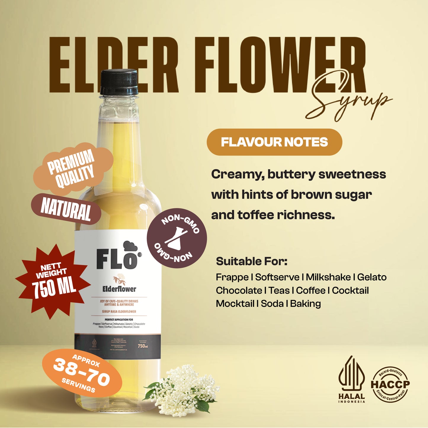 FLO Elderflower Syrup 750ml – Light & Floral Sweetness