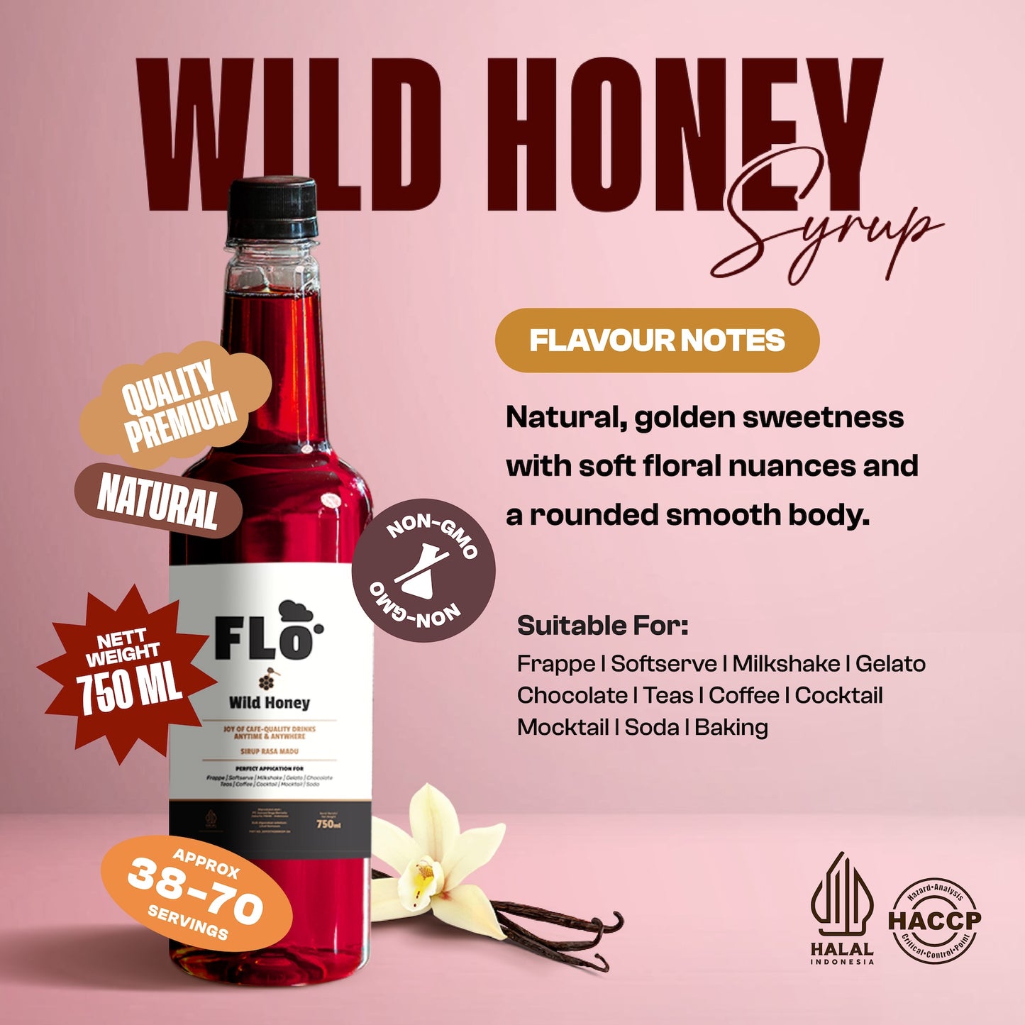 FLO Wild Honey Syrup 750ml – Smooth, Golden & Naturally Sweet