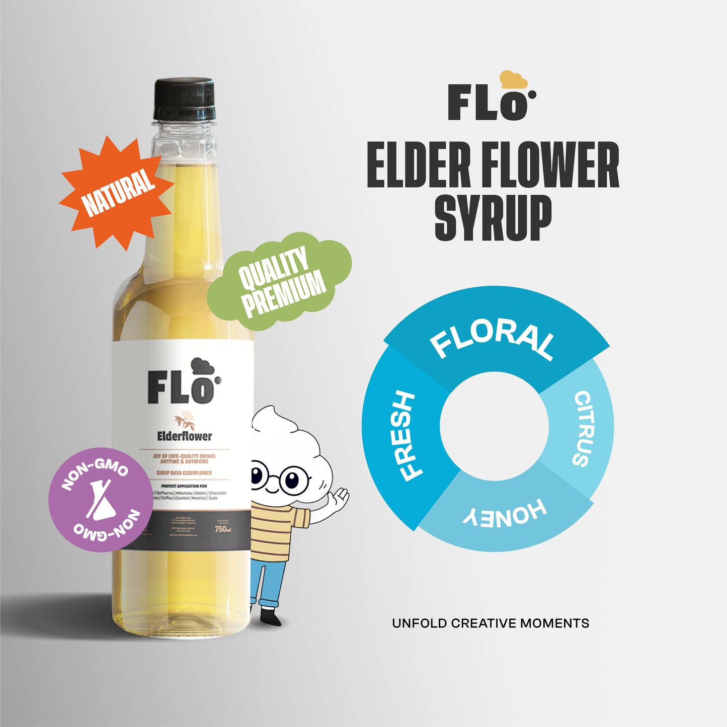 FLO Elderflower Syrup 750ml – Light & Floral Sweetness
