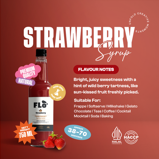 FLO Strawberry Syrup 750ml – Sweet, Fruity & Berry Delicious
